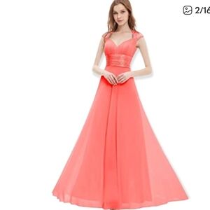 NWT Ever Pretty Coral Special Occasion Evening Gown Size 14